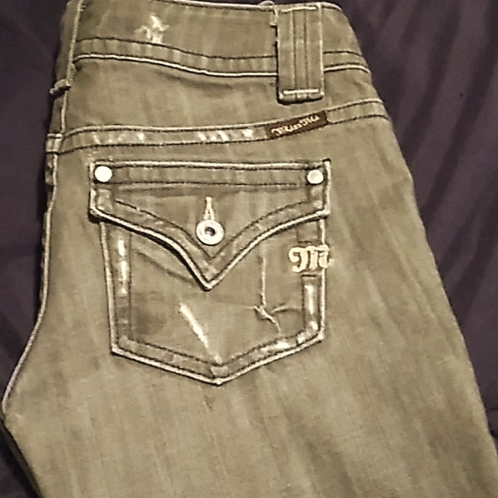Miss Me Jeans, size 26 W, boot cut, green color
